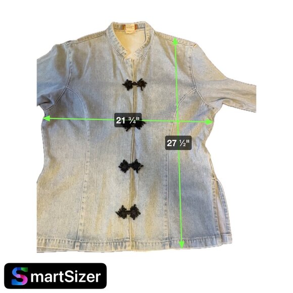 Vintage 80s 90s Seruchi Denim Asian Inspired Jacket Sz 14 - Picture 8 of 8